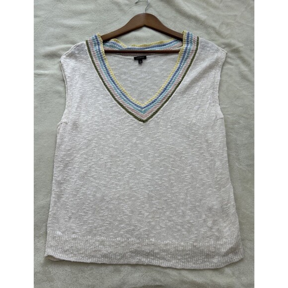 Talbots Womens Shirt Vest Large V Neck Linen Blend Beachy Resort Layering - Picture 5 of 10